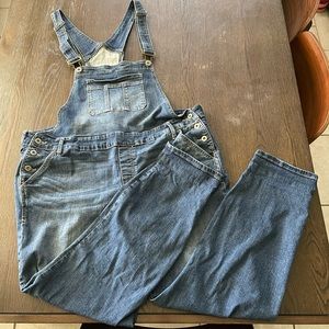 TORRID Crop Overalls Vintage Stretch Distressed Women's Size 20 Dark Wash